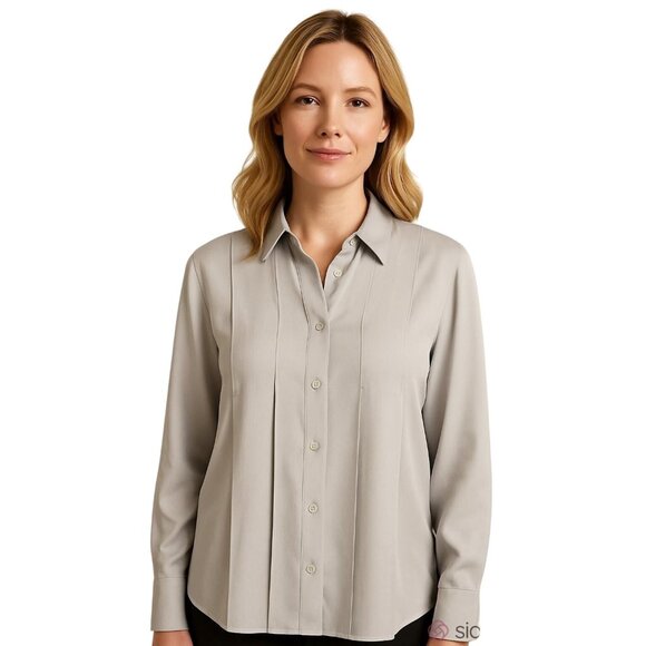 Prada Women’s 100% Silk Blouse Grey IT Size 40 US Small Luxury Classic Shirt - Picture 1 of 7